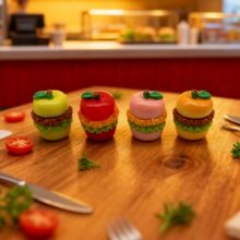 立体小汉堡草莓苹果汉堡微缩食玩迷你树脂配件diy钥匙扣发夹材料