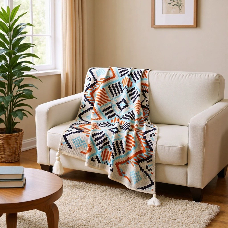 Вязаное одеяло в скандинавском стиле, одеяло для офисного сна, одеяло для дивана, одеяло-шаль, богемное одеяло для гостевого дома