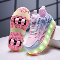 Дешевые четырехколесные роликовые кроссовки Heelys для девочек, светящиеся роликовые кроссовки, оптом детские двухрядные роликовые коньки, спортивные роликовые коньки для мальчиков