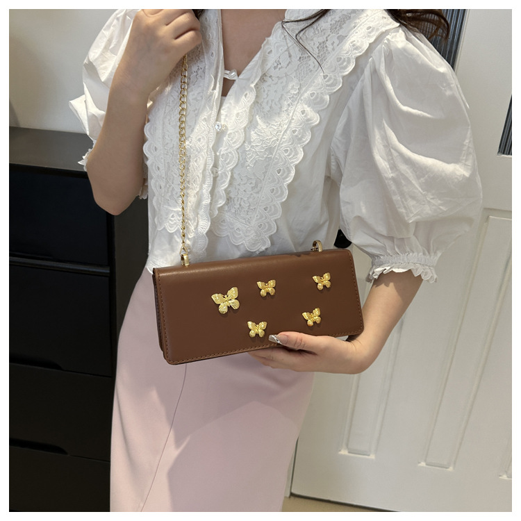Trendy fashionable butterfly chain small square niche and beautiful French stick shoulder crossbody bag, women's bag_voghion.com