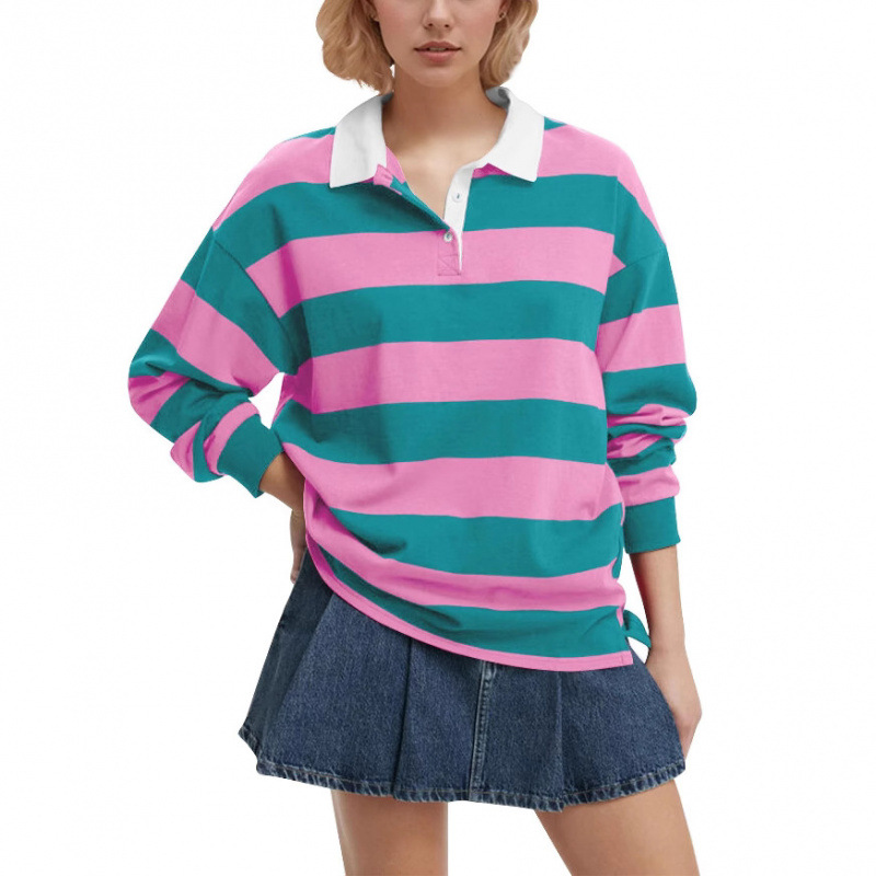 Felpa a righe con fodera in pile da donna - Pullover streetwear oversize con stampa integrale per un comfort casual_voghion.com