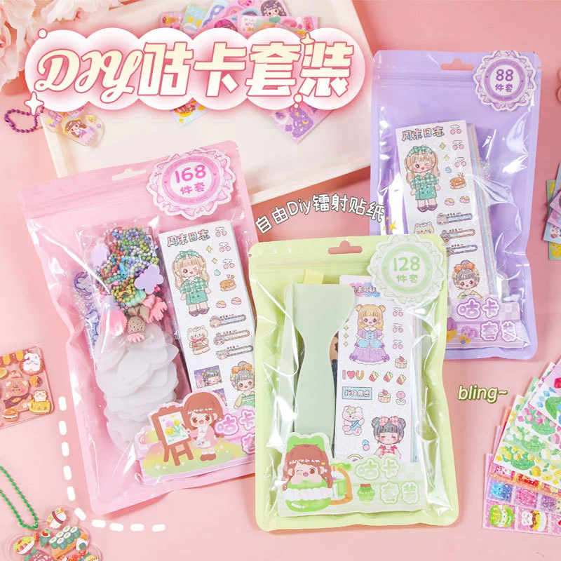 Креативный костюм с наклейкой для карт Goo, милая детская игрушка для девочек, наклейка на патрон Goo с костюмом для ручного счета DIY