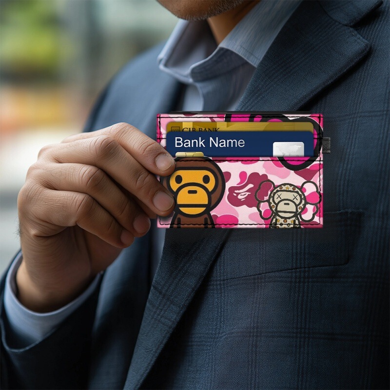 Independent website: Ape head Hello Kitty printed bank card holder, customizable logo wallet, PU card holder, wholesale pod Independent website: Ape head Hello Kitty printed bank card holder, customizable logo wallet, PU card holder, wholesale pod