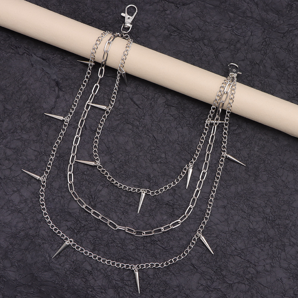 Accessori Punk Style Rivetto Geometrico Pantaloni Hip Hop Trendy Cool Versatile Catena da Vita da Uomo_voghion.com