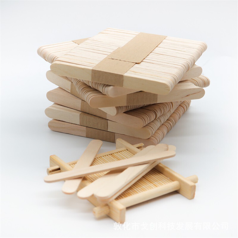 Ice Cream Popsicle Sticks Original Color Wooden Ice Cream Sticks DIY Handmade Materials Wooden Stick Pieces Coffee Stirring Sticks