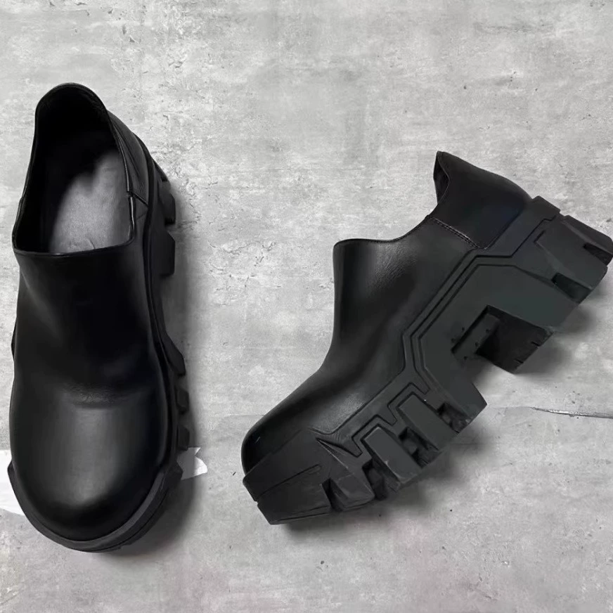Тяжелые рабочие бульдозеры с низким верхом увеличены на 8 см. Туфли дерби с толстой подошвы мужские танковые туфли