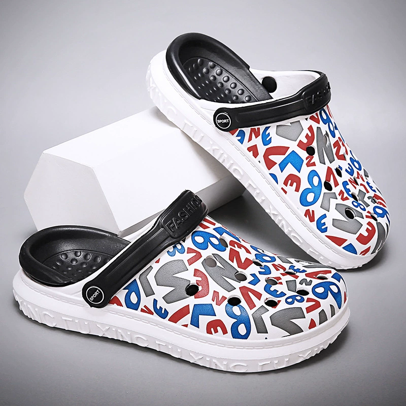 Тапочки для родителей и детей, летние новые стильные туфли для молодых мужчин и женщин, пара, обувь на толстой подошве, обувь для ног, в помещении и на улице, нескользящая обувь Baotou Drag