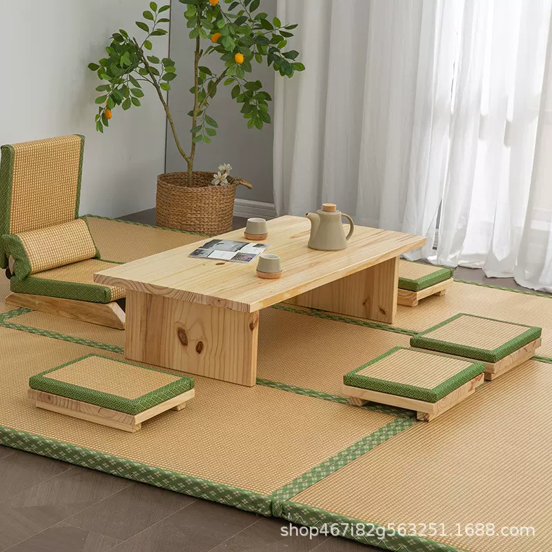 批发榻榻米茶桌小户型客厅实木折叠茶几日式阳台飘窗原木长条矮桌