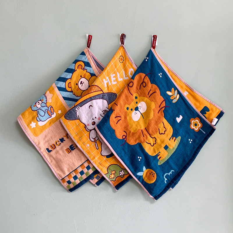 Full color pure cartoon three-layer gauze towel lovers face towel adult face towel creative wholesale 35*75