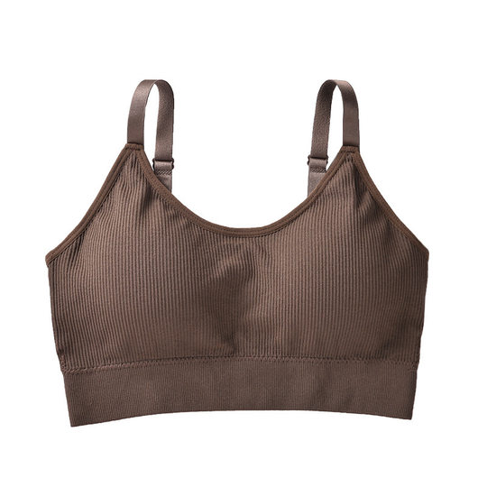Seamless Japanese bear thread wrapped chest tube top beauty back anti-exposure adjustable shoulder strap wireless sports bra for women