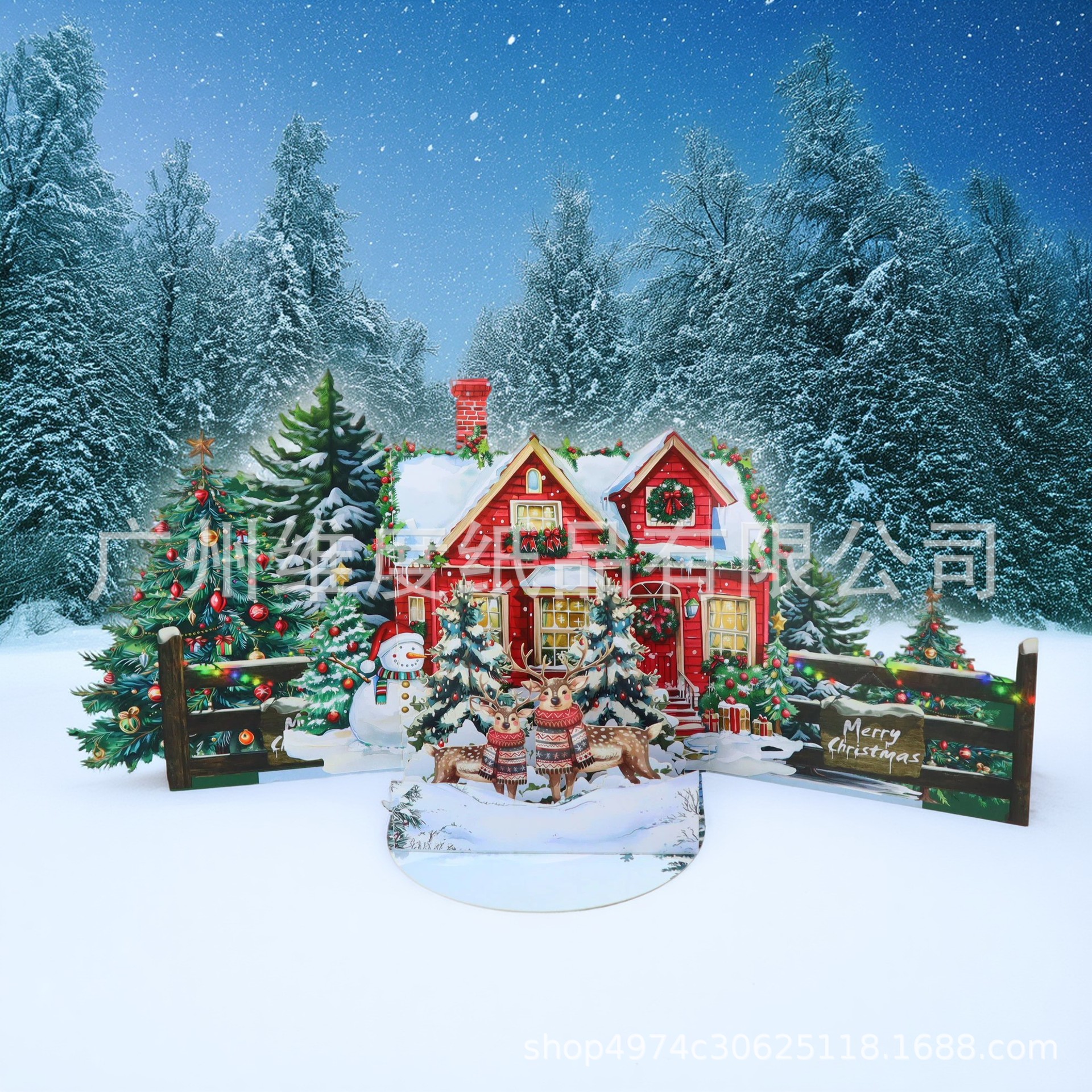 爆款贺卡祝福留言圣诞贺卡节日问候纸艺圣诞活动雪景派对装饰用品