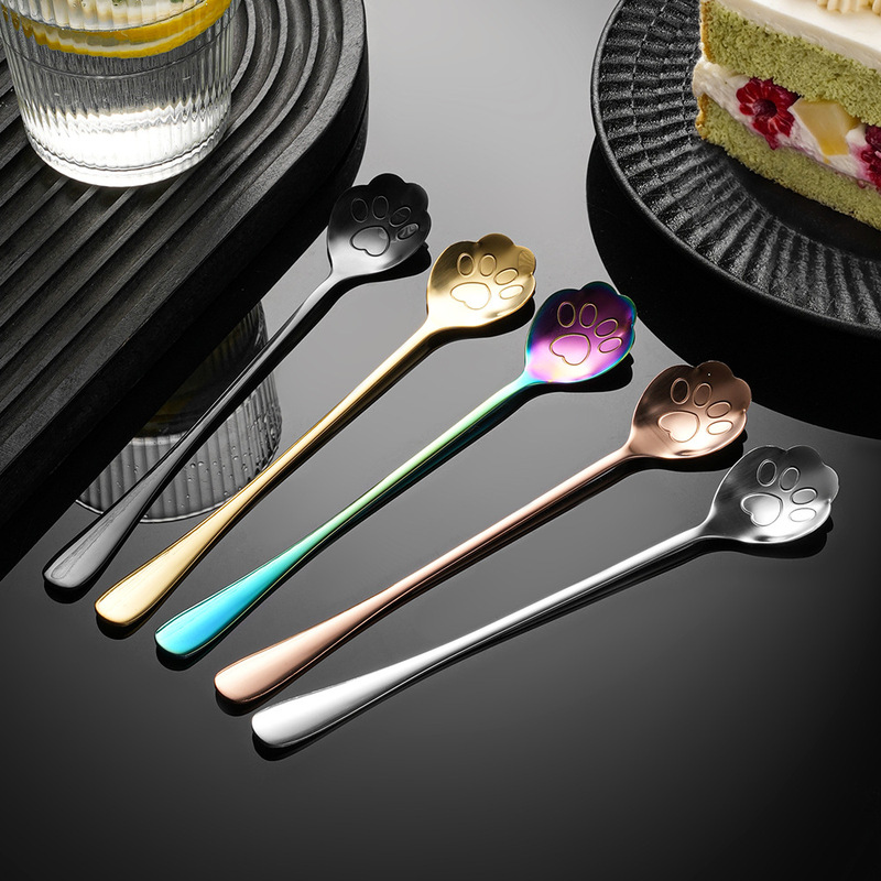 Creative and Stylish Stainless Steel Cat Paw Spoon with Long Handle, Dessert Spoon, Coffee Stirring Spoon, Household Ins-Style Tableware Creative and Stylish Stainless Steel Cat Paw Spoon with Long Handle, Dessert Spoon, Coffee Stirring Spoon, Household Ins-Style Tableware