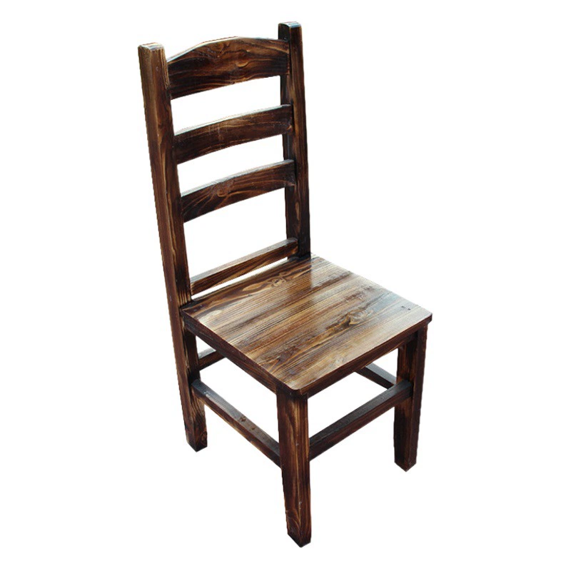 Еда стойло барбекю обеденный стул твердой древесины Уголь сжигания сосны углерода сжигания стул огонь сжигания древесины задний стул карбонизированного дерева Ресторан обеденный стул