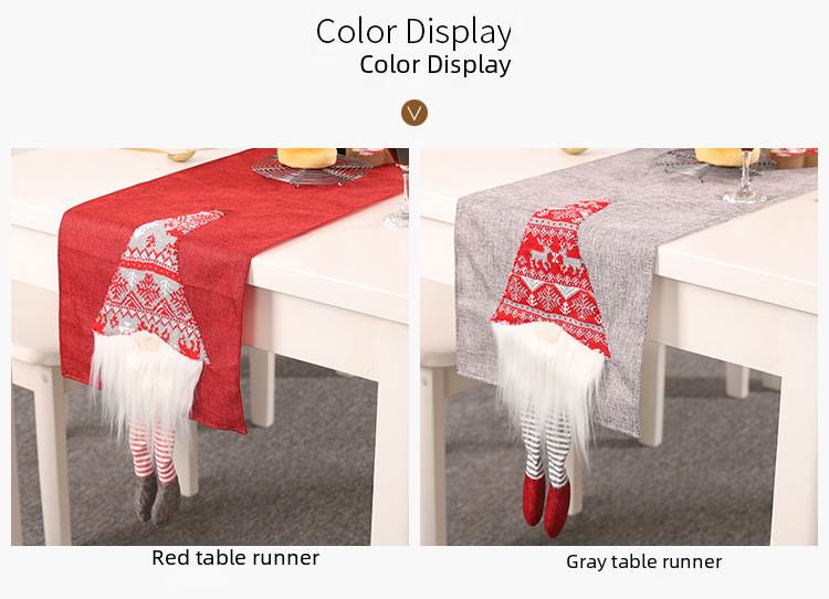 Haube uusi joulukoristeita Rudolph-pöytäjuoksija luova kolmiulotteinen vanhusten ruokapöydän koristelu pöytäliina_voghion.com