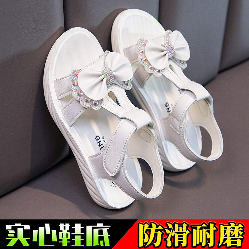 Sandalias de Princesa para Niñas de Cuero Artificial con Cierre Adhesivo para Playa y Verano image 8
