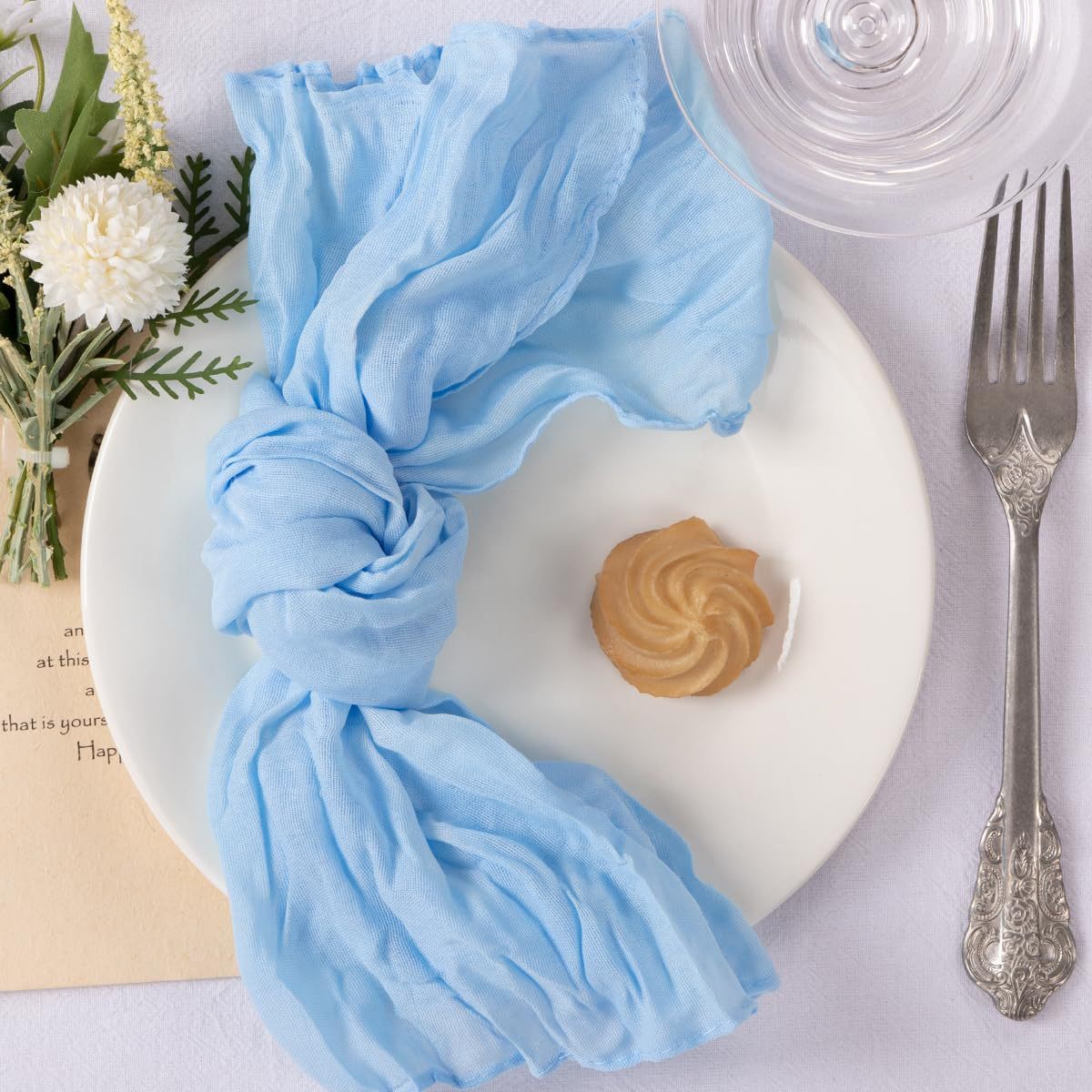 Transfronterizo Amazon crepe tela arrugada tela servilleta poliéster tela de gasa de Bali fiesta de boda tela de boca decoración pliegues