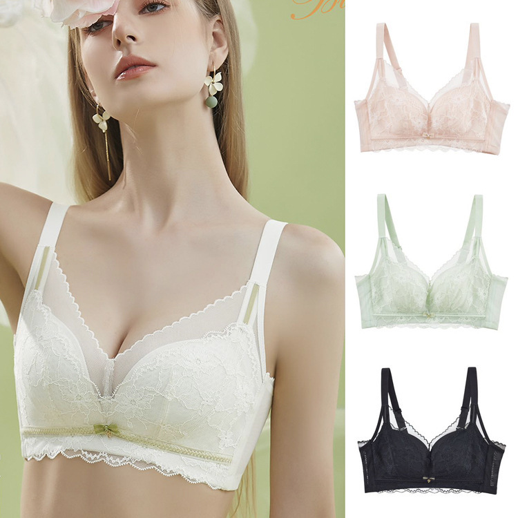 Clearance Sale of Remaining Stock, Antique Style 9812 Large Cup Sexy Lace Lingerie for Women, Adjustable Wireless Bra, Ultra-Thin