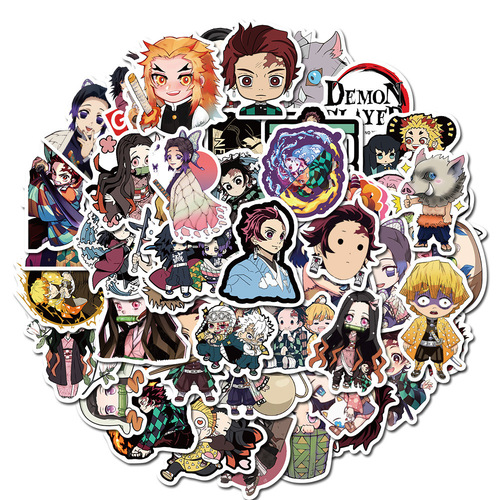 50 New Japanese Anime Demon Slayer Sticker Decals for Luggage Laptop Guitar Waterproof Sticker