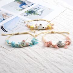 陶瓷手串手链有质感兔子手钏小众感串珠手串女可爱手环配饰新品