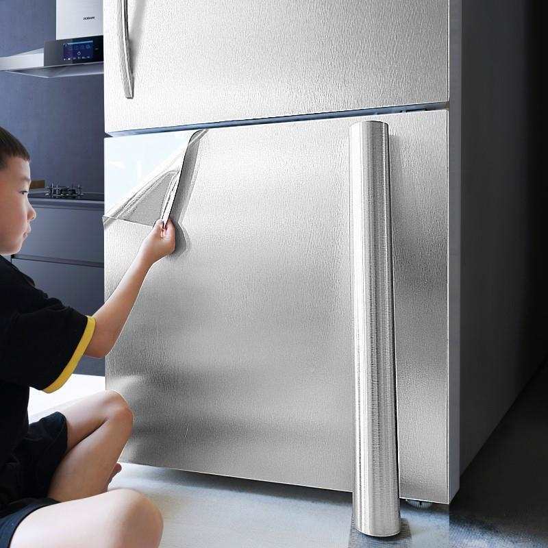 Refrigerator Tempered Glass Panel Damaged and Crushed Beautification Brushed Metal Sticker Film Decoration Color Change Self-Adhesive