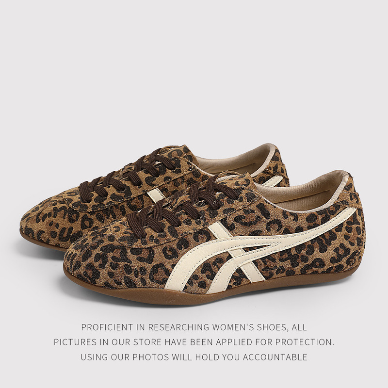 Factory Direct Supply Round-Toe Color-Block Lace-Up Casual Sneakers for Women, Retro Suede Versatile Thick-Soled German Training Shoes