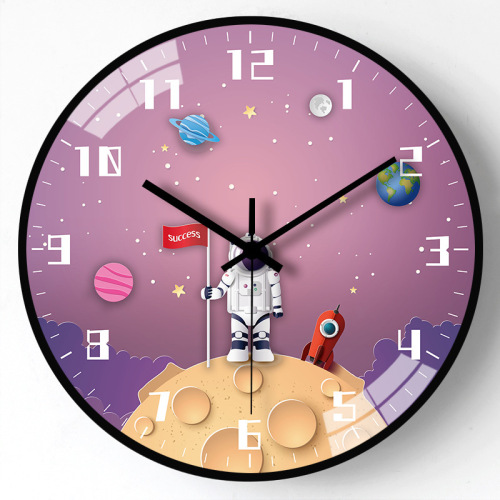 8-inch 20cm Cartoon Astronaut Clock Children's Room Wall Clock Home Bedroom Silent Creative Clock