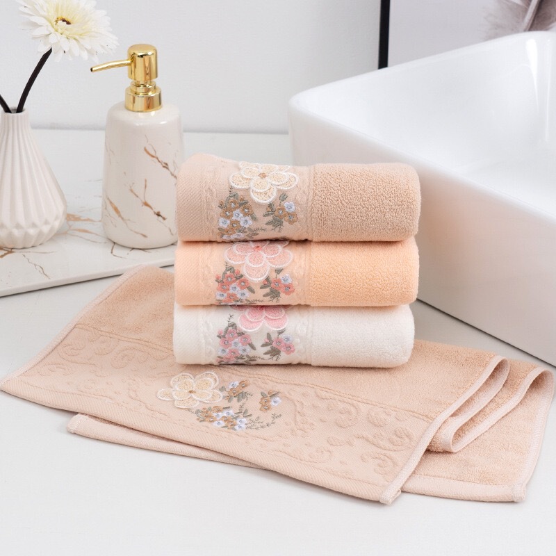 Gaoyang factory wholesale new pure cotton towel Mirror Flower Water Moon soft absorbent small flower towel embroidered logo Gaoyang factory wholesale new pure cotton towel Mirror Flower Water Moon soft absorbent small flower towel embroidered logo