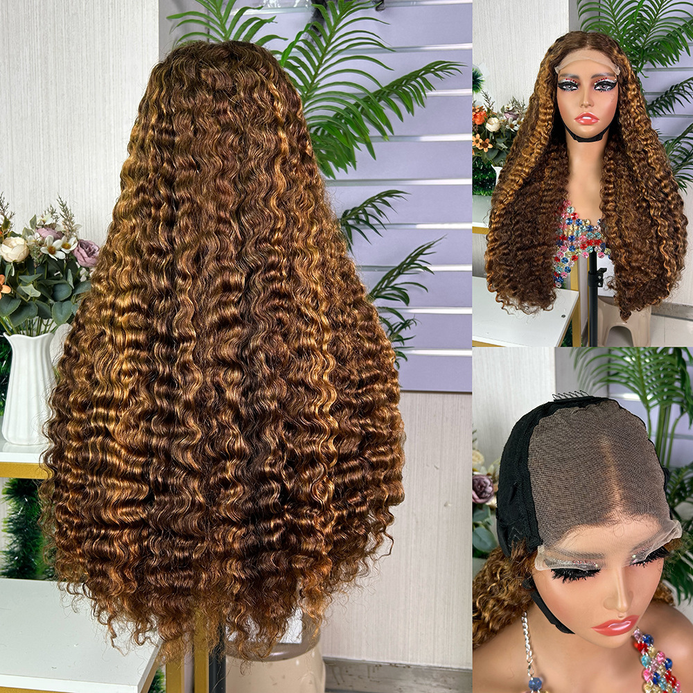 100% cabello humano Burmese curly lace wig Peruca de encaje frontal cabello rizado birmano