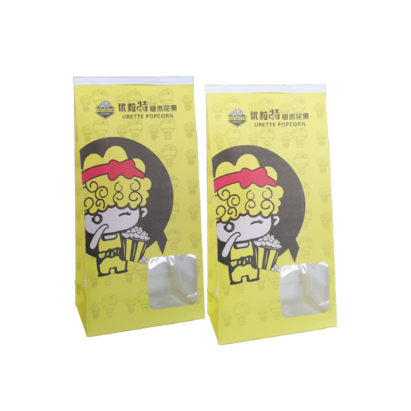爆米花开窗大背条干果袋淋膜纸食品方底包装袋印刷logo烘焙包装袋