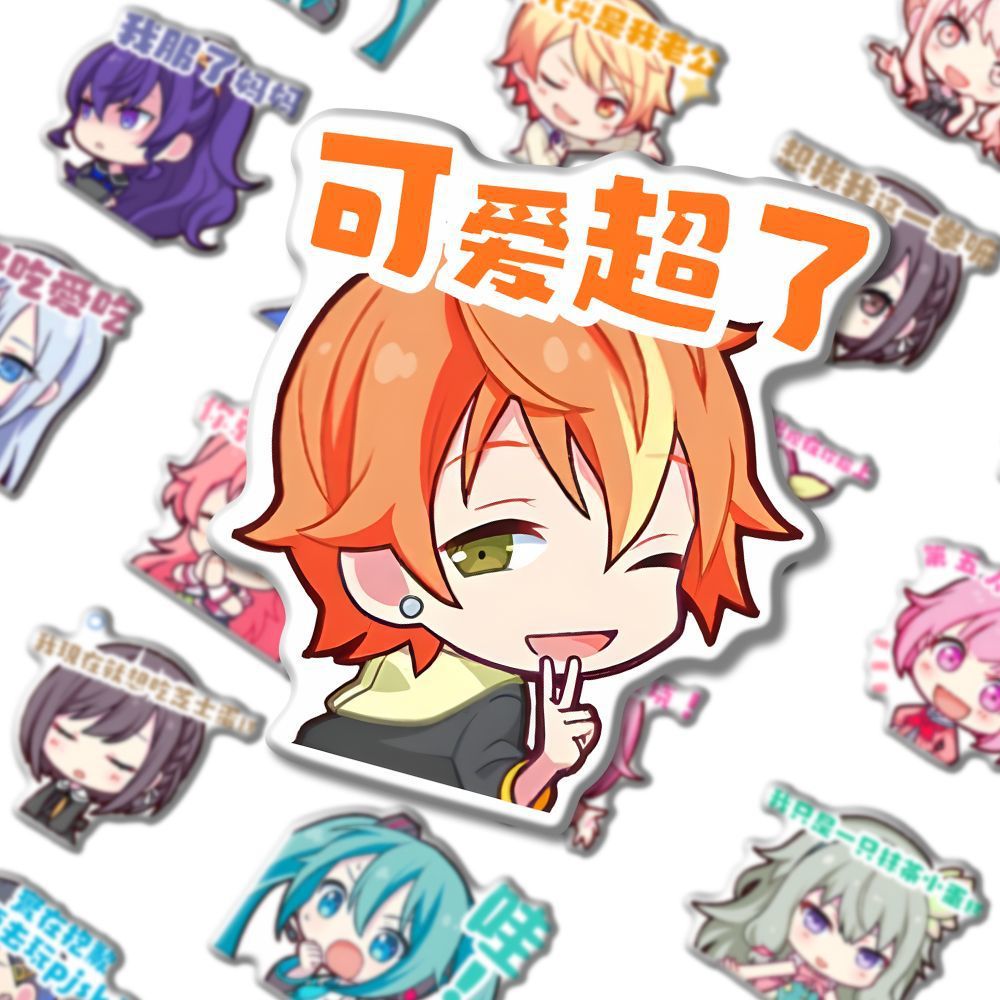 I6O nueva versión Q plan mundial pjsk pegatinas cuentas de dibujos animados bidimensionales pegatinas creativas impermeables diy