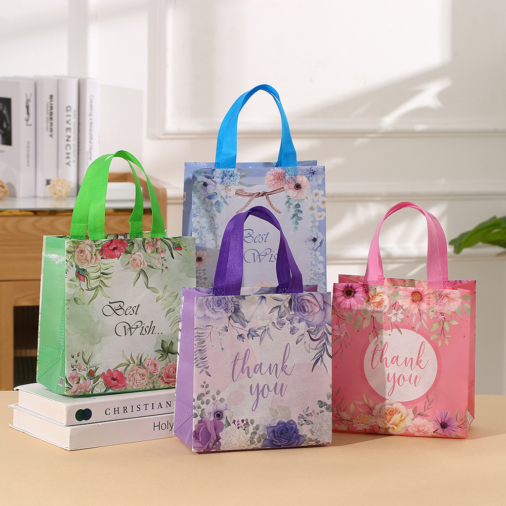 母亲节送礼无纺布包装袋简约英文印花手提袋覆膜包装袋防水外卖袋