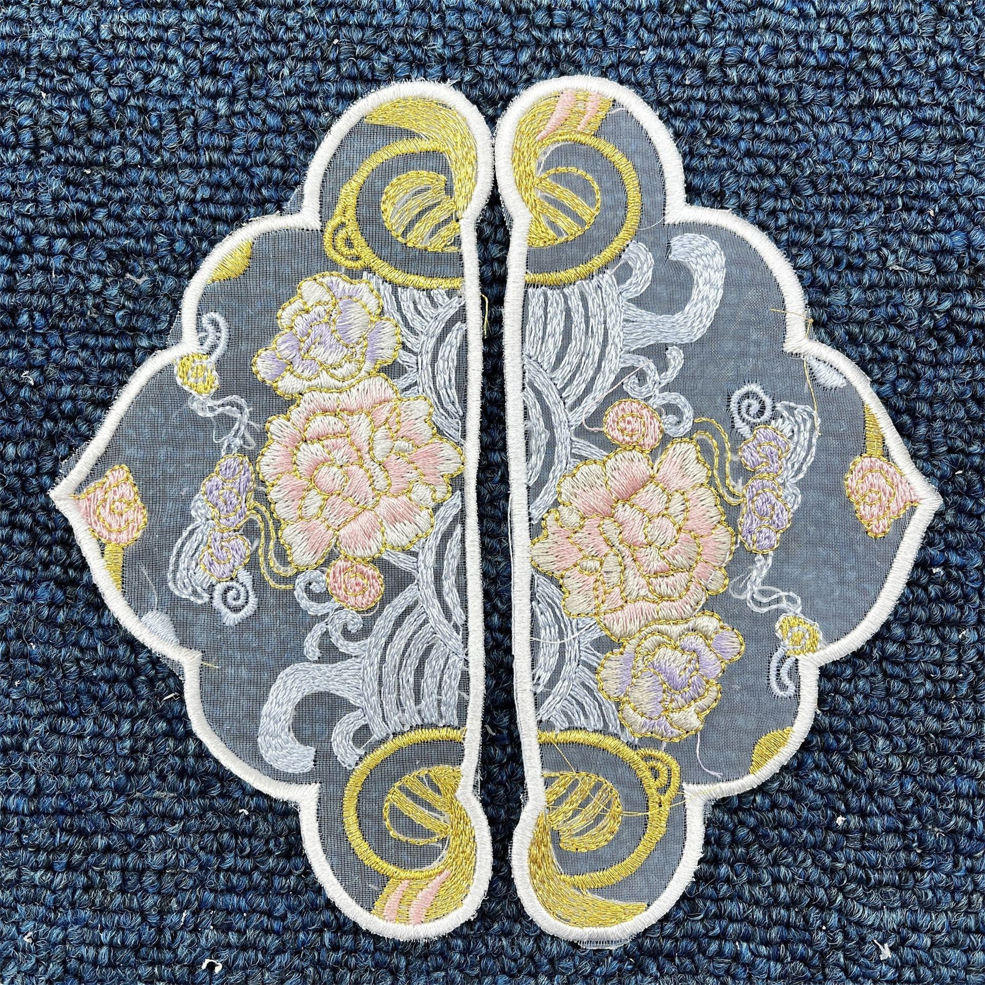 Parche de bordado Hanfu de estilo chino tradicional, aplique floral redondo de dragón y fénix, nuevo accesorio de ropa de estilo chino, bordado decorativo DIY.