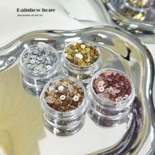 冷淡风金属色小铜钱美甲亮片爆闪镜面效果DIY穿戴甲材料饰品配件