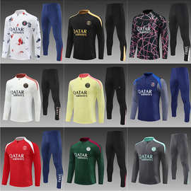 2526赛季巴黎主客场长袖训练服童装大人套装球衣套装运动透气球衣