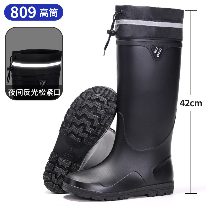 Reflector nocturno de la escuela secundaria baja botas de lluvia para hombres viajes seguros de pesca sitio de construcción de montaña anti-deslizante zapatos de agua zapatos de goma