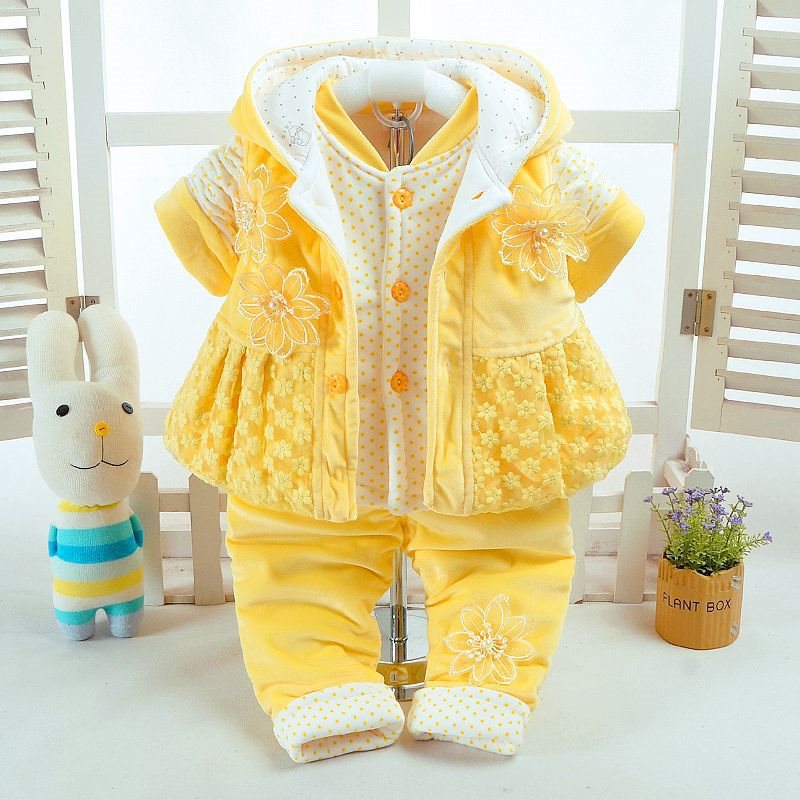 女童装秋冬装--岁女宝宝秋季衣服-个月婴幼儿童棉衣三件套装
