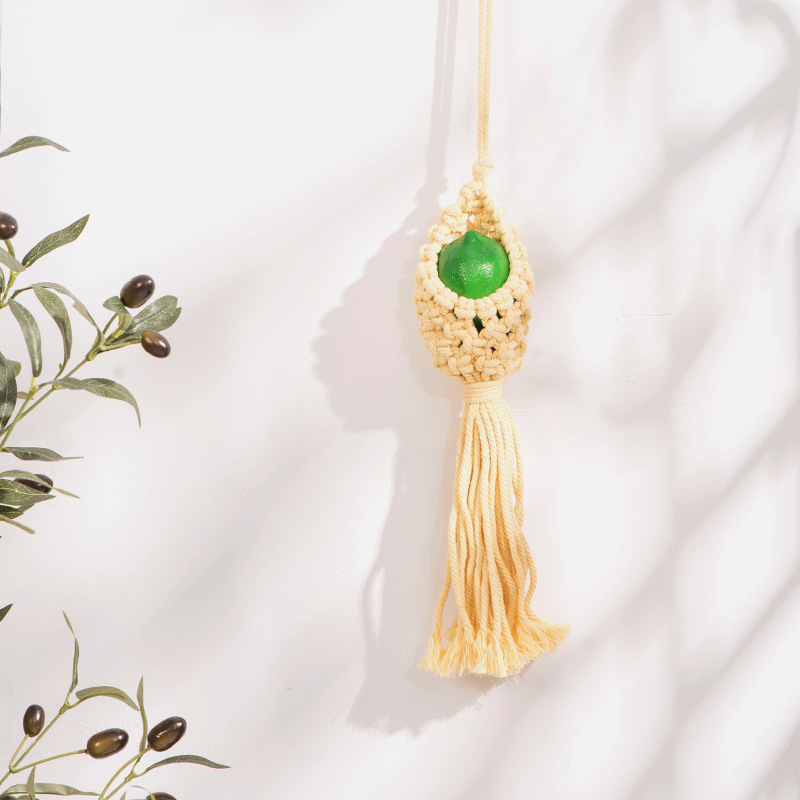 Tapices bohemios bolsillo de algodón nórdico tejido a mano bolsillo de cestas de flores decoración colgante verde colgante aéreo