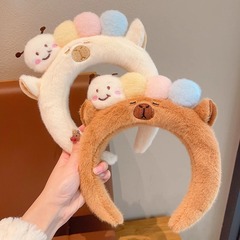 かわいい毛虫のぬいぐるみのカピバラの新しいカチューシャの女性のタイプの洗顔専用のアニメのカチューシャの秋冬のカチューシャの髪飾り