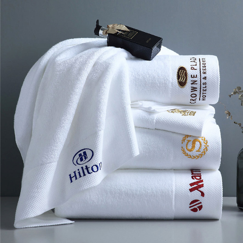 Five-star hotel bath towel hotel bed & breakfast towel cotton absorbent pure cotton white Hilton hotel towel wholesale