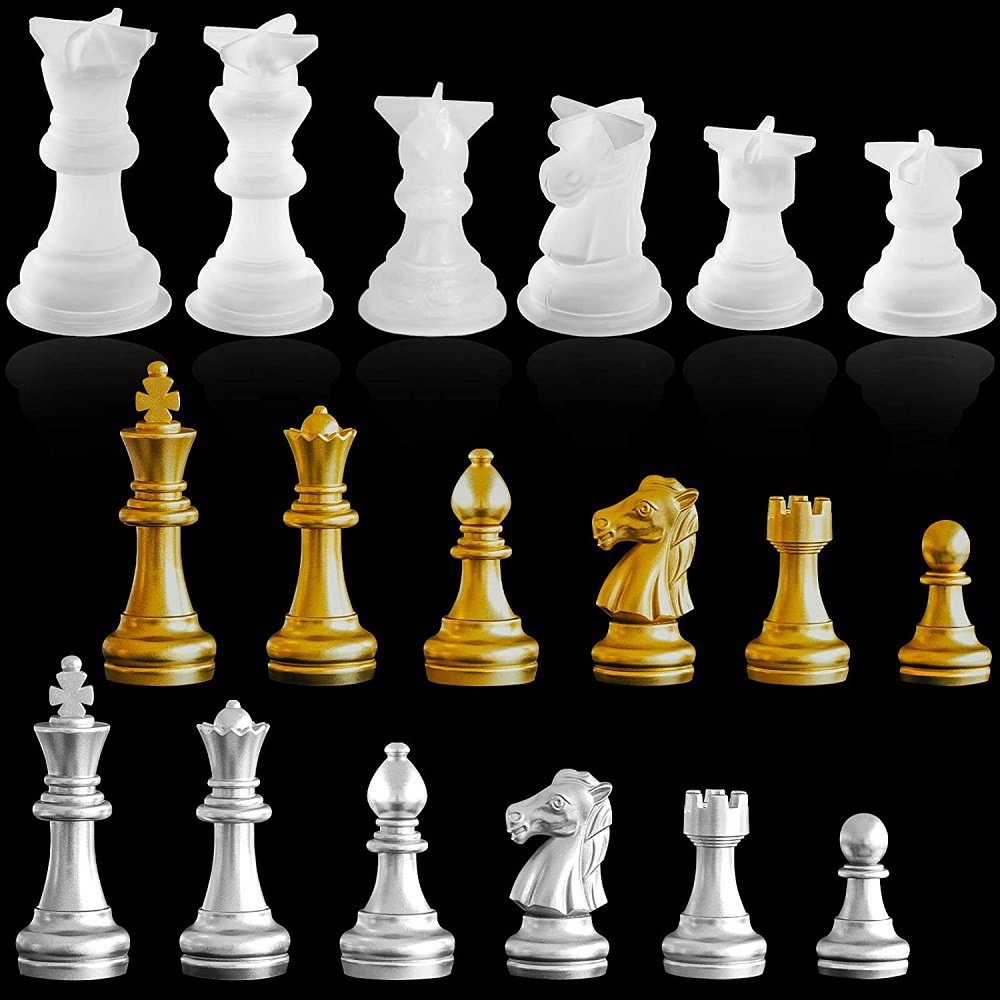 diy象棋水晶滴胶模具 镜面立体国际象棋镜面硅胶树脂模具