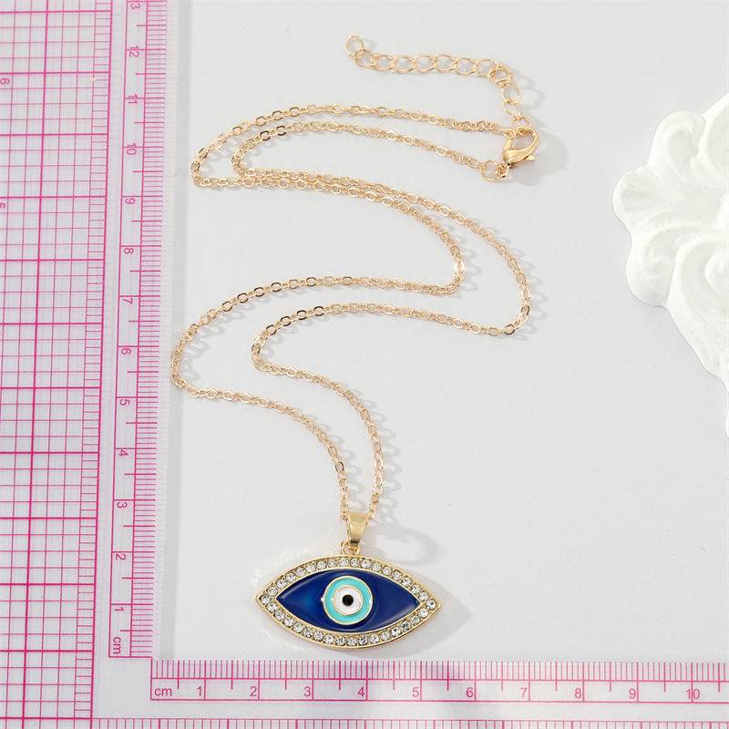Retro Rhinestone Turkish Blue Eye Pendant Necklace Wholesale