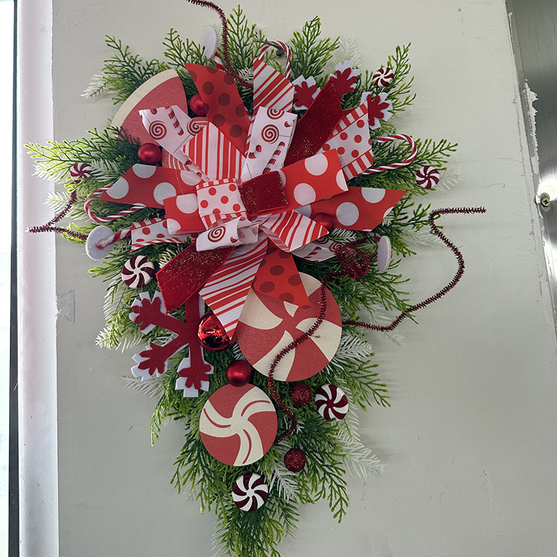 Árbol de Navidad invertido transfronterizo, decoración navideña para colgar en la puerta, árbol de Navidad invertido para colgar en la pared, adornos navideños hechos a mano image 8