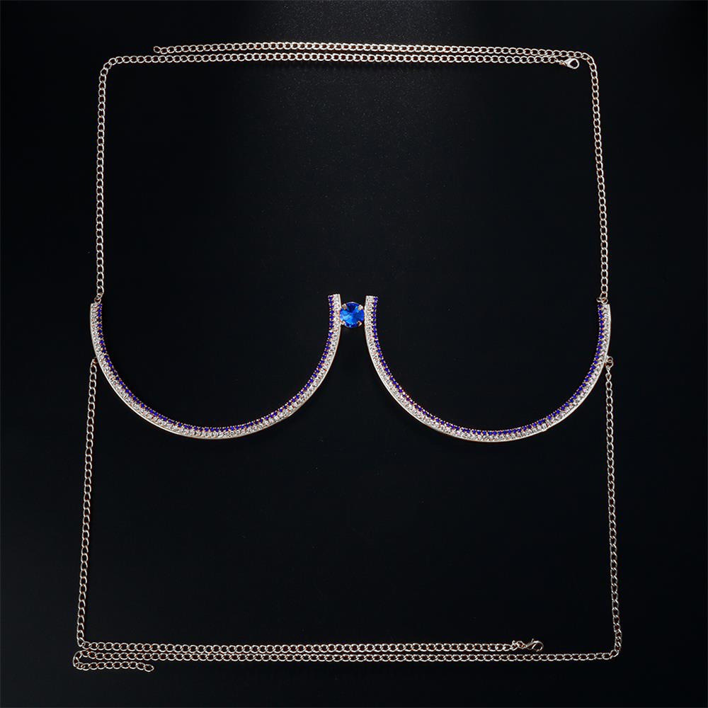 Cruz-frontera europea y americana rhinestone pecho soporte moda mujer sexy color diamante Halter pecho soporte bikini cuerpo cadena accesorios cadena
