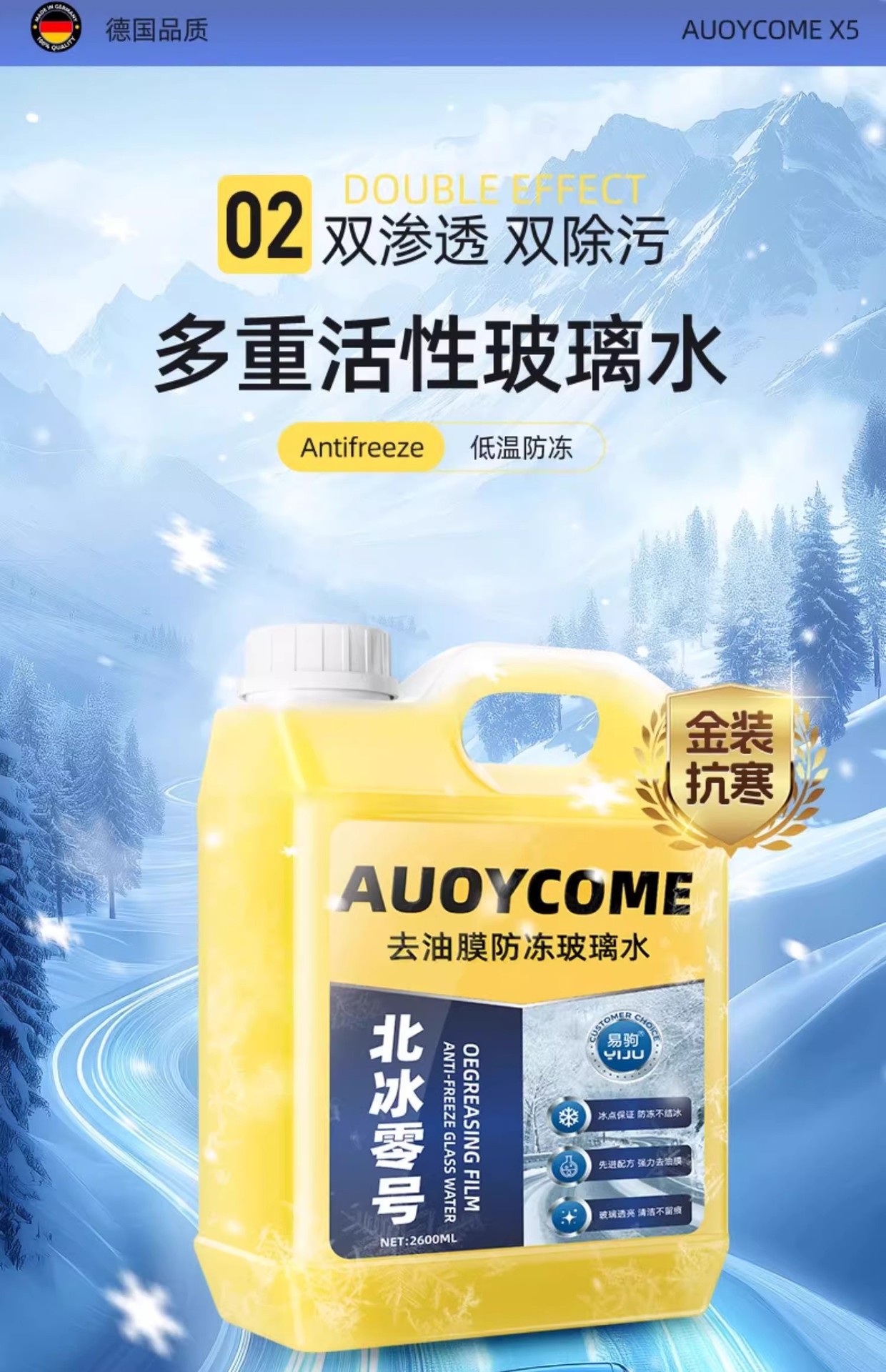 Oil Film Removal Glass Water Wiper Water for Automobiles to Remove Oil Film Winter Antifreeze Type Universal Icebreaker for All Seasons