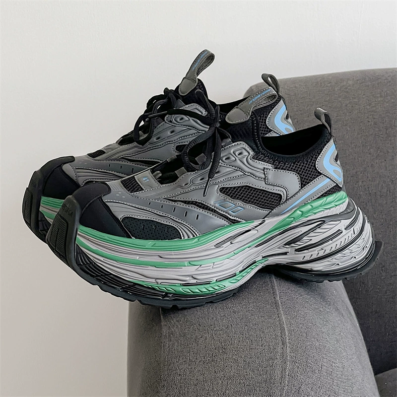 Париж 16XL сетчатая обувь для папы женский 9cm увеличен 2024 новый толстое дно увеличено супер толстые каблуки для пар шин обувь