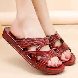 一件代发包邮油拖女士厚底防滑耐磨外穿居家用中老年凉拖鞋胶鞋夏