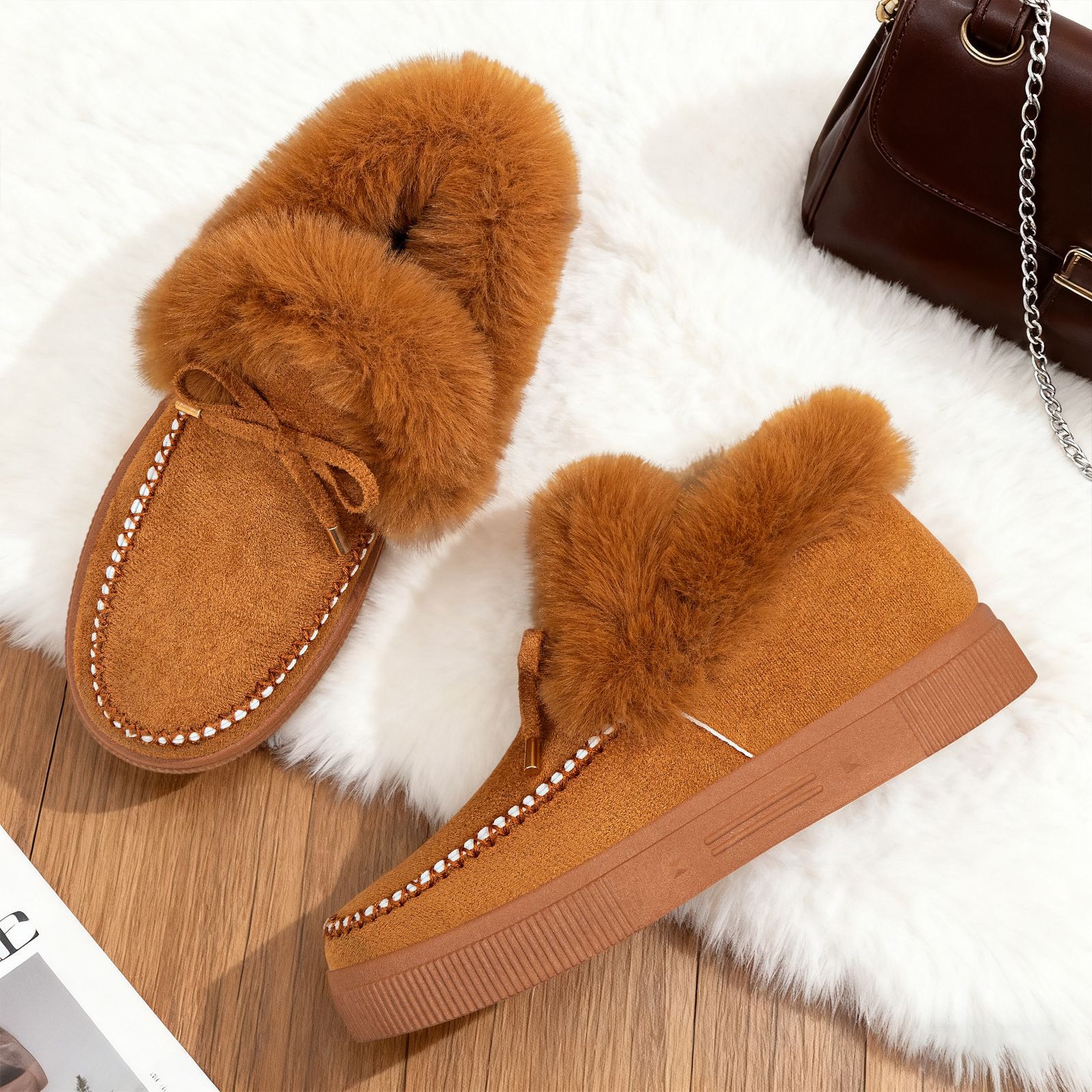 Zapatos de algodón de mujer botas de mujer transfronterizas TEMU botas de gran tamaño para mujeres botas de nieve de vello gruesas botas de algodón caliente a prueba de frío