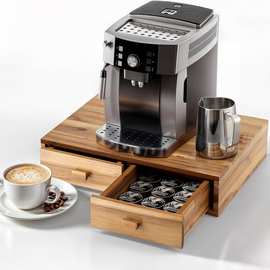 木质咖啡胶囊收纳盒办公室茶水间收纳盒双抽屉咖啡机底座
