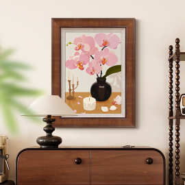 《花绽悠雅》法式中古风客厅装饰画艺术花卉卧室餐厅挂画兰花壁画