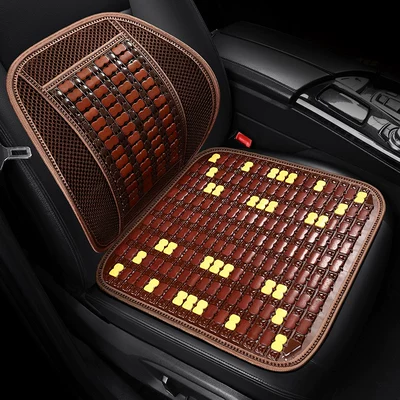 Seat cushion, seat cover – Car Seat Cushion Summer Cooling Pad - color-block-business-coffee-square-cushion-lumbar-support-upgraded-with-larger-bamboo-slices